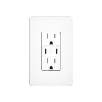 15A Tamper Resistant Outlet with 30W & 21W Dual USB-C Ports, Wall Plate & Screws - White-1