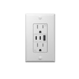 15A Tamper Resistant Outlet with 30W 3-Port USB (2 USB-C & 1 USB-A), Wall Plate & Screws - White-9