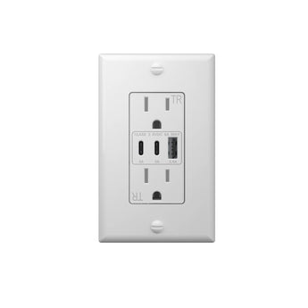 15A Tamper Resistant Outlet with 30W 3-Port USB (2 USB-C & 1 USB-A), Wall Plate & Screws - White-9