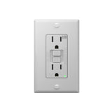 15A Weather Resistant GFCI Outlet with LED Indicator & Wall Plate - White-12