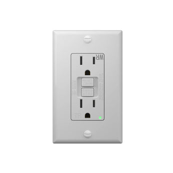 15A Weather Resistant GFCI Outlet with LED Indicator & Wall Plate - White-12