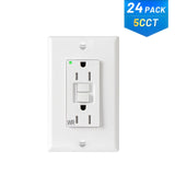 15A Weather Resistant GFCI Outlet with LED Indicator & Wall Plate - White-19