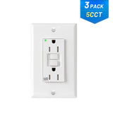 15A Weather Resistant GFCI Outlet with LED Indicator & Wall Plate - White-16