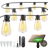 ST38 Solar String Lights, LED Shatterproof Bulbs, Suspended Standard Sockets, 3 Lighting Modes - 16