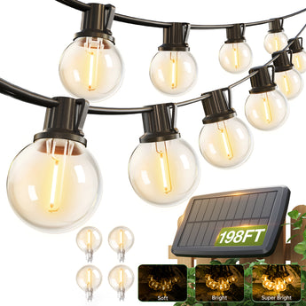 G40 Solar String Lights, LED Shatterproof Bulbs, Dimmable & Timable, 3 Lighting Modes - 17