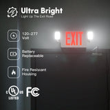 LED Double - Sided Exit Sign with Emergency Lights, Adjustable LED Emergency Exit Lights with Battery Backup, Hard Wired, UL Certified, AC 120/277V - 7