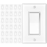 Amico-15A Single Pole & 3-Way Rocker Light Switch with Wall Plate & Screws - White-1