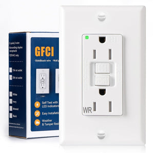 Amico-15A Weather Resistant GFCI Outlet with LED Indicator & Wall Plate - White-1
