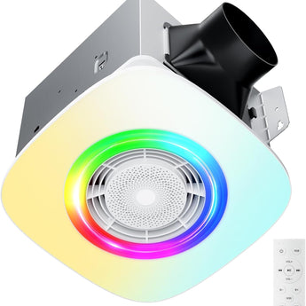 Amico-110 CFM Bathroom Exhaust Fan with Bluetooth Speaker & RGB Light, 1.0 Sone, 2000LM 3-CCT & Music Sync, Remote-1