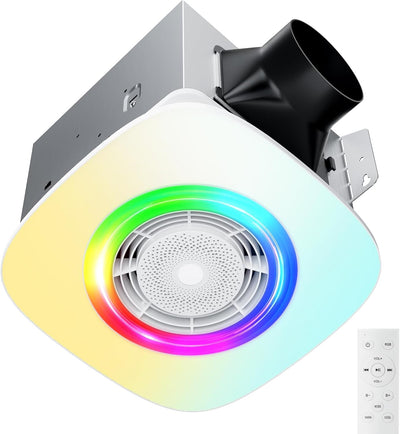 Amico-110 CFM Bathroom Exhaust Fan with Bluetooth Speaker & RGB Light, 1.0 Sone, 2000LM 3-CCT & Music Sync, Remote-1