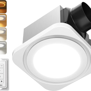 Amico-80 CFM Bathroom Exhaust Fan with Light & Remote, 1.0 Sone, 1400LM 3-CCT & Nightlight, Ceiling Mount-1