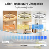 24" Low Profile Fandelier Ceiling Fan with Light & Remote, Flush Mount, Crystal Design, 3 - CCT Dimmable, Modern LED Fan - 3