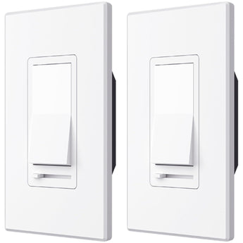 Amico-150W LED Dimmer Switch, Single Pole & 3-Way Universal Receptacle, No Neutral Wire Required, Wall Plate & Screws - White-1