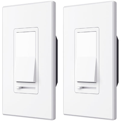 150W LED Dimmer Switch, Single Pole & 3-Way Universal Receptacle, No Neutral Wire Required, Wall Plate & Screws - White