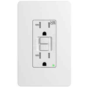 20A Weather Resistant GFCI Outlet with LED Indicator & Wall Plate - White