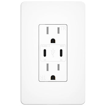 Amico-15A Tamper Resistant Outlet with 30W & 21W Dual USB-C Ports, Wall Plate & Screws - White-1