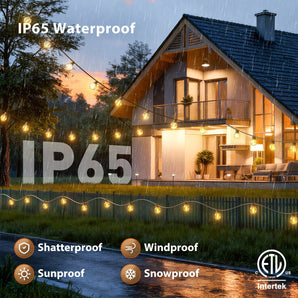 G40 Outdoor String Lights, LED Shatterproof Bulbs, Dimmable & Timable, 3 Lighting Modes