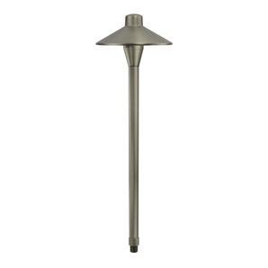 Solid Brass Low Voltage LED Pathway Lights without bulbs 12V AC/DC Heavy Duty Outdoor Landscape Lights, Antique Bronze Walkway Lights with Larger Stake 6.8" DIA x 23.8" H - 1