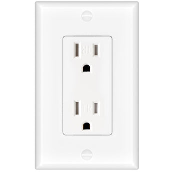 Amico-15A Tamper Resistant Decorator Outlet with Self-Grounding, Wall Plate & Screws - White-1