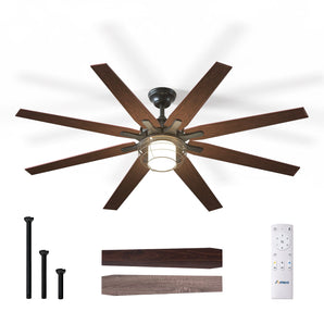 6 Speeds 66'' 5 Blade Reversible DC Ceiling Fan With Dimmable LED Light And Remote