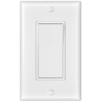 Amico-15A Single Pole Rocker Light Switch with Wall Plate & Screws- White-1