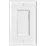 Amico-15A Single Pole Rocker Light Switch with Wall Plate & Screws- White-1