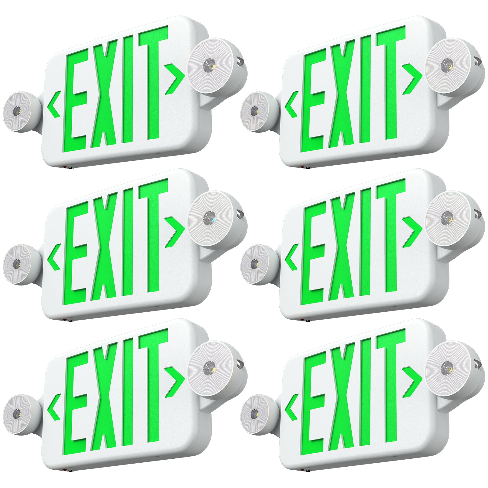 2/4/6/12 Pack Red/Green Led Exit Signs with Emergency Lights Combo Adjustable Two Heads, Battery Backup Exit Light, AC 120/277V