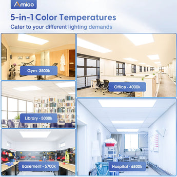 2x4 LED Panel Light, 30W/40W/50W, 6250LM, Selectable Wattage & 3CCT, 0 - 10V Dimmable, Drop Ceiling Light - 11