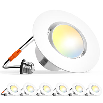 Retrofit Eyeball Gimbal Can Lights 6 Pack, LED Recessed Lights Directional Angled Trim, 5CCT Selectable, 16W, 1500 LM - ETL&FCC - 7
