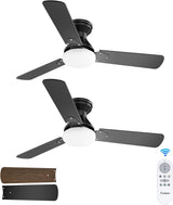 42" Low Profile Ceiling Fan with Light & Remote,2 Pack, Flush Mount, 3 - CCT Dimmable, Reversible–Indoor/Outdoo & Noiseless - 1