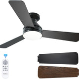 42" Low Profile Ceiling Fan with Light & Remote, Flush Mount, 3 - CCT Dimmable, Reversible & Noiseless, 4 Colors Available - 1