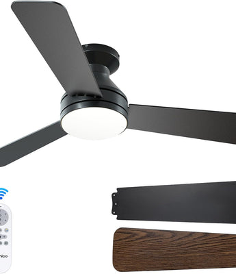 42" Low Profile Ceiling Fan with Light & Remote, Flush Mount, 3 - CCT Dimmable, Reversible & Noiseless, 4 Colors Available - 1