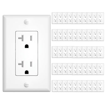 Amico-20A Tamper Resistant Decorator Outlet with Wall Plate & Screws - White-1