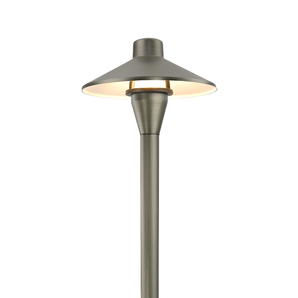 Solid Brass Low Voltage LED Pathway Lights without bulbs 12V AC/DC Heavy Duty Outdoor Landscape Lights, Antique Bronze Walkway Lights with Larger Stake 6.8" DIA x 23.8" H - 2
