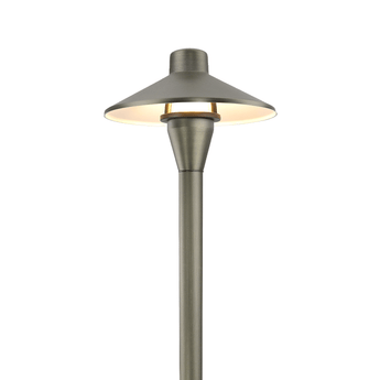 Solid Brass Low Voltage LED Pathway Lights without bulbs 12V AC/DC Heavy Duty Outdoor Landscape Lights, Antique Bronze Walkway Lights with Larger Stake 6.8" DIA x 23.8" H - 2
