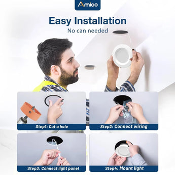 2 Inch Recessed LED Lighting, Slim Design, Selectable CCT, 350 Lumens - 6