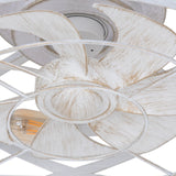 20" Black Caged Bladeless Ceiling Fan Light, Farmhouse Flush Mount 6 Speed Fandelier-16