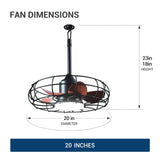 20 Inch Outdoor Ceiling Fan with Light for Patio, IP65 Waterproof Plug in Caged Hanging Fan, Remote Control, 3 CCT, 6 Speeds Reversible Outdoor Fan for Gazebo, Pergola, Porch-3