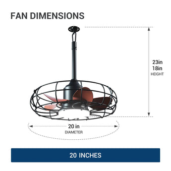 20 Inch Outdoor Ceiling Fan with Light for Patio, IP65 Waterproof Plug in Caged Hanging Fan, Remote Control, 3 CCT, 6 Speeds Reversible Outdoor Fan for Gazebo, Pergola, Porch-3