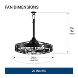 20 Inch Outdoor Ceiling Fan with Light for Patio, IP65 Waterproof Plug in Caged Hanging Fan, Remote Control, 3 CCT, 6 Speeds Reversible Outdoor Fan for Gazebo, Pergola, Porch-22