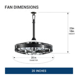 20 Inch Outdoor Ceiling Fan with Light for Patio, IP65 Waterproof Plug in Caged Hanging Fan, Remote Control, 3 CCT, 6 Speeds Reversible Outdoor Fan for Gazebo, Pergola, Porch-16