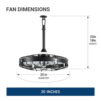 20 Inch Outdoor Ceiling Fan with Light for Patio, IP65 Waterproof Plug in Caged Hanging Fan, Remote Control, 3 CCT, 6 Speeds Reversible Outdoor Fan for Gazebo, Pergola, Porch-16
