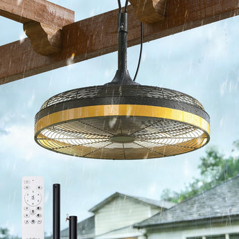 20 Inch Waterproof Outdoor Ceiling Fan with Light, Black Plug - in Hanging Gazebo Fan, 6 Speed 3CCT Dimmable DC Ceiling Fan with Remote & APP Control for Patio Porch Pergola Canopy - 1