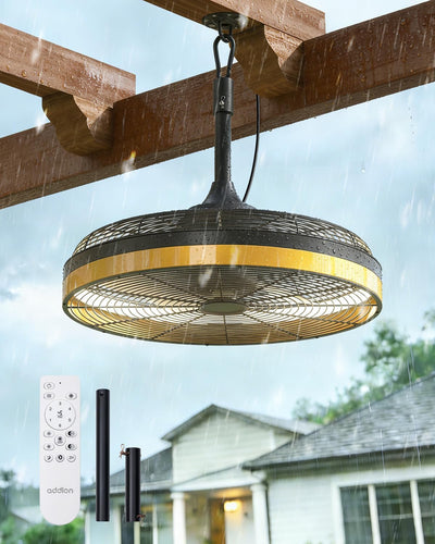 20 Inch Waterproof Outdoor Ceiling Fan with Light, Black Plug - in Hanging Gazebo Fan, 6 Speed 3CCT Dimmable DC Ceiling Fan with Remote & APP Control for Patio Porch Pergola Canopy - 1