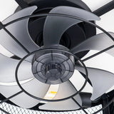20" Low Profile Fandelier Ceiling Fan with Light & Remote, Industrial Caged Design, 6-Speed, Flush Mount Bladeless Fan-22