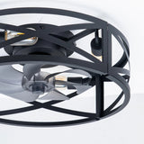 20" Low Profile Fandelier Ceiling Fan with Light & Remote, Industrial Caged Design, 6-Speed, Flush Mount Bladeless Fan-18