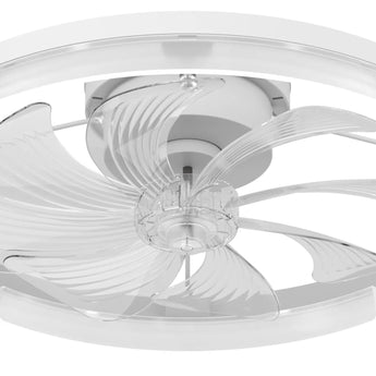 20'' Low Profile Flush Mount Ceiling Fan with Dimmable LED Light Remote Control 3000-6000K Fandelier-25