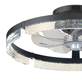 20'' Low Profile Flush Mount Ceiling Fan with Dimmable LED Light Remote Control 3000-6000K Fandelier-30