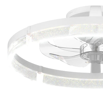 20'' Low Profile Flush Mount Ceiling Fan with Dimmable LED Light Remote Control 3000-6000K Fandelier-38