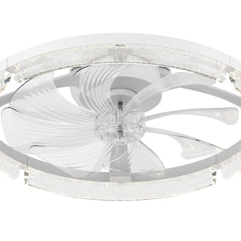 20'' Low Profile Flush Mount Ceiling Fan with Dimmable LED Light Remote Control 3000-6000K Fandelier-39